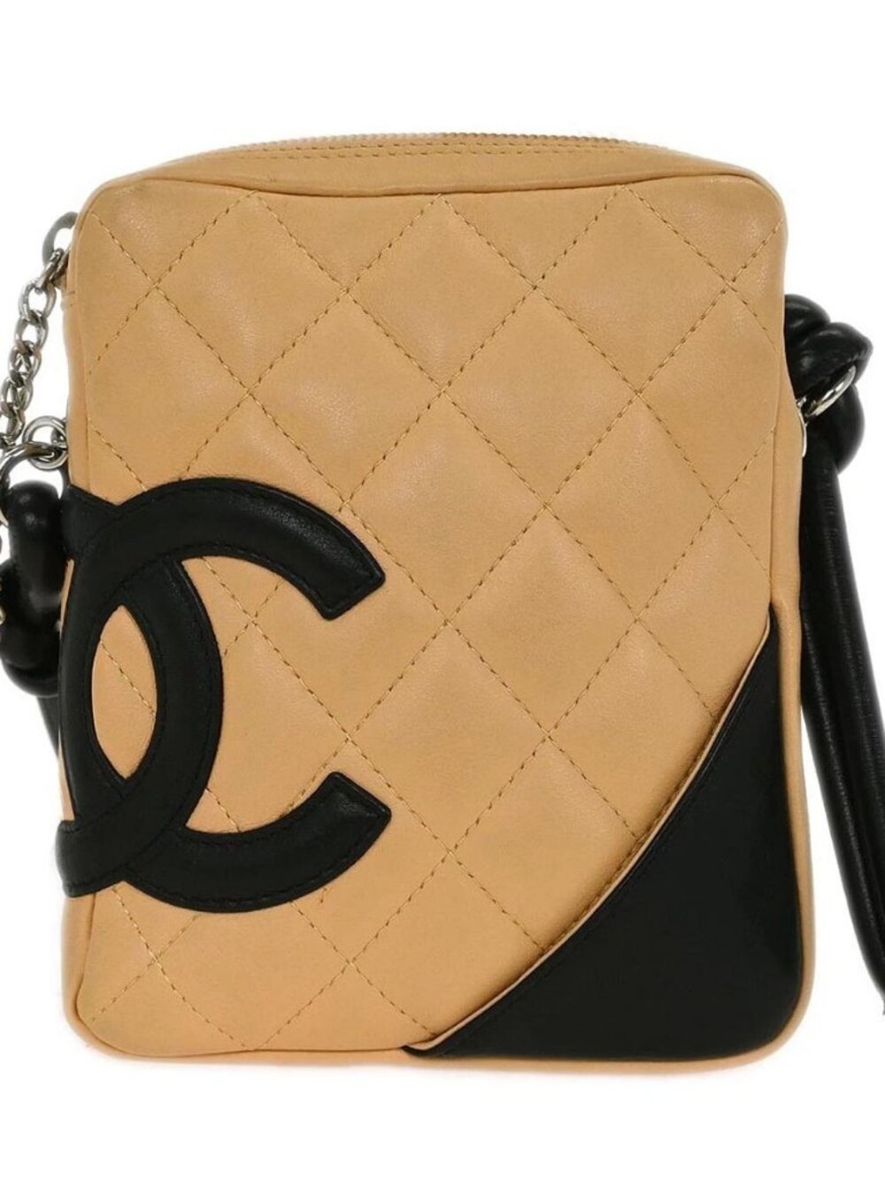 Chanel Beige Black Calfskin Cambon Ligne Crossbody Bag 116876